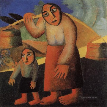  Malevich Pintura Art%C3%ADstica - campesina con cubos y un niño Kazimir Malevich